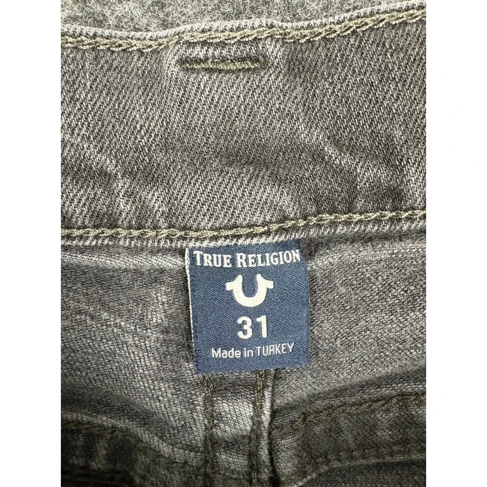 True Religion Geno Relaxed Slim Jeans Mens 31 (Fits 29x30) Charcoal Grey Faded